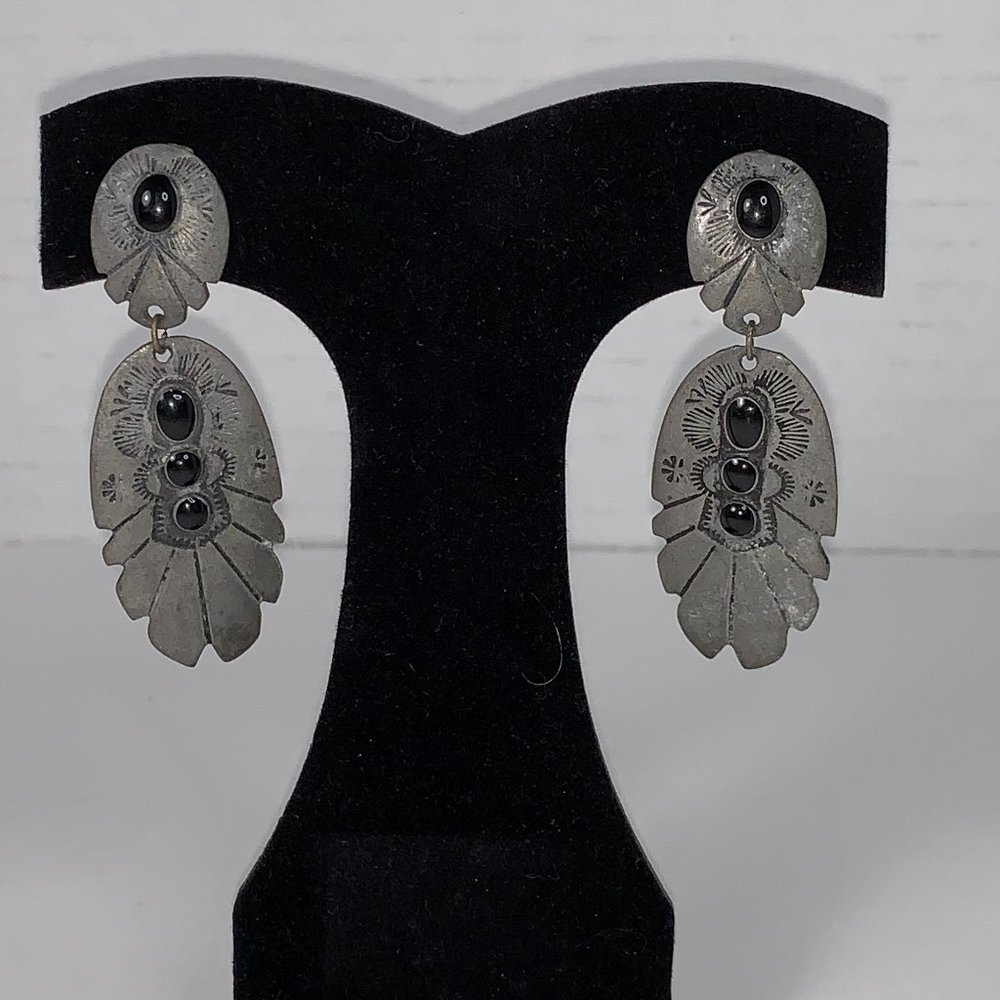 Pewter Feather Design Post Earrings